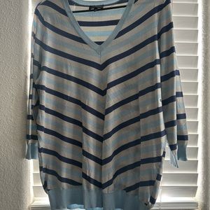 The Limited long sleeve blue and silver / grey blouse
